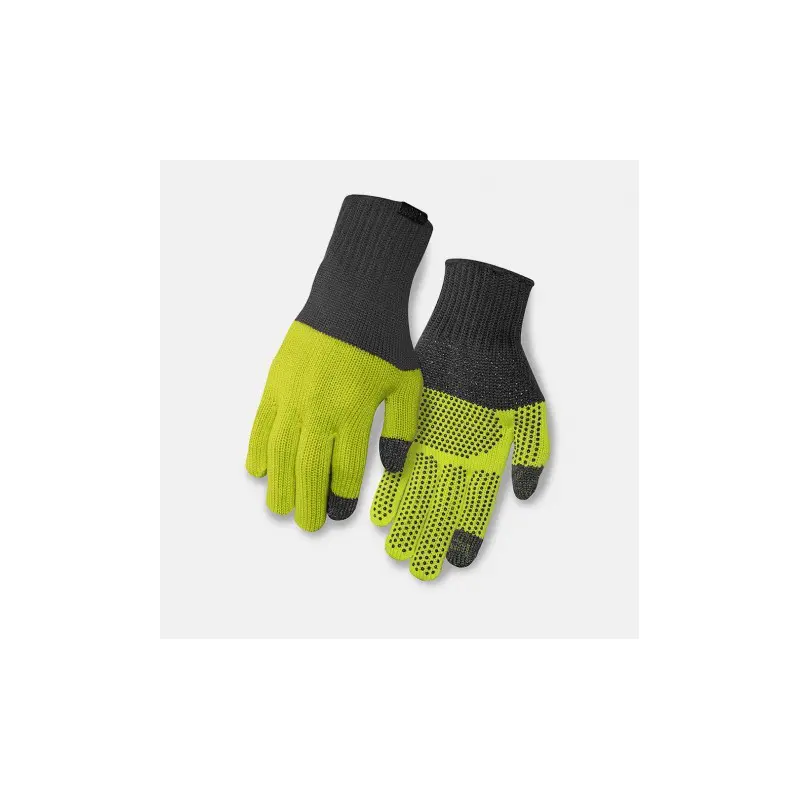 Giro Merino Knit Gray/Lime GR770 Winter Gloves