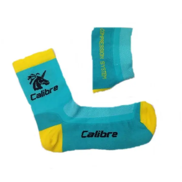 Kit 3 Paia Calibre Calze Team Astana Celeste/Giallo 9cm KIT 3