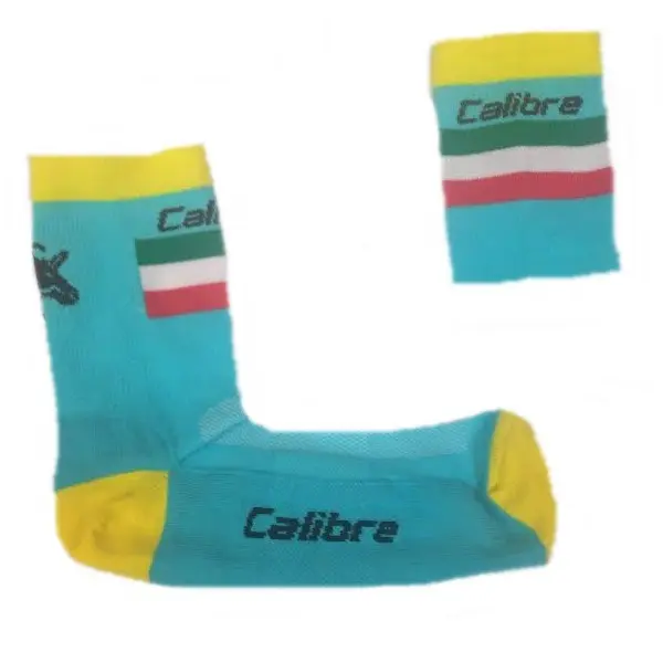 Kit 3 Pairs Caliber Team Astana Italia Socks Light blue/yellow 9cm KIT 3
