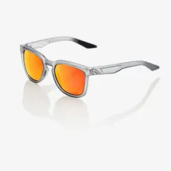 100% Hudson Crystal Grey HiPER Red Mirror Lens 61028-255-43 Sunglasses