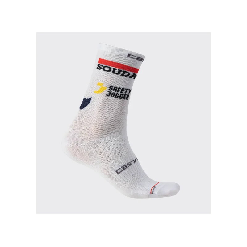 Castelli Calzini Estivi  Rosso Corsa Pro 15 Soudal Quick Step Bianco