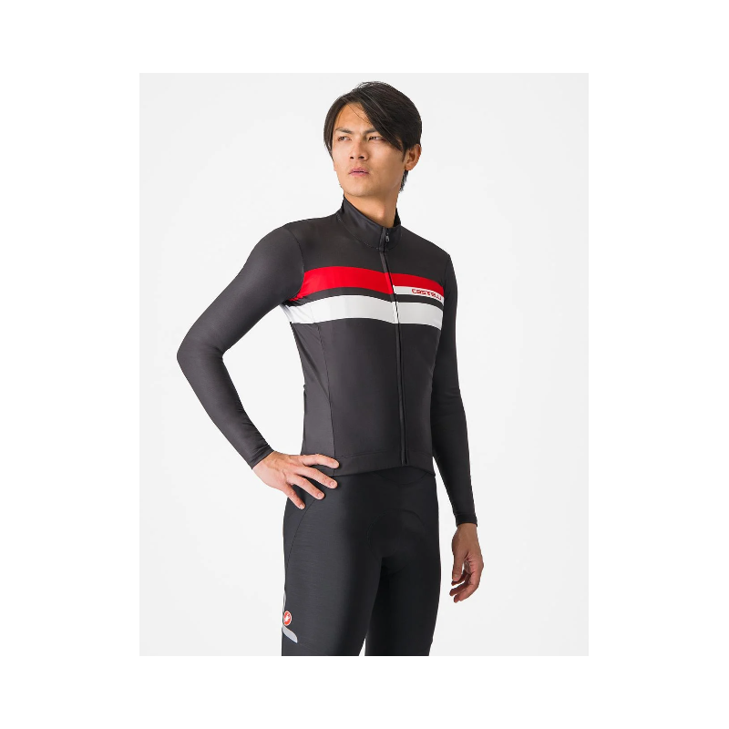 Castelli Maglia Invernale Lineare Nero/Rosso/Bianco