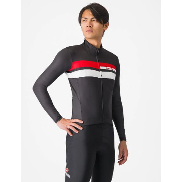 Castelli Maglia Invernale Lineare Nero/Rosso/Bianco