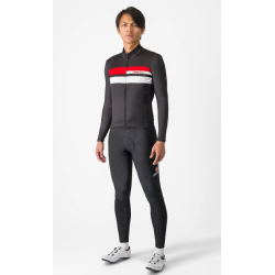 Castelli Maglia Invernale Lineare Nero/Rosso/Bianco