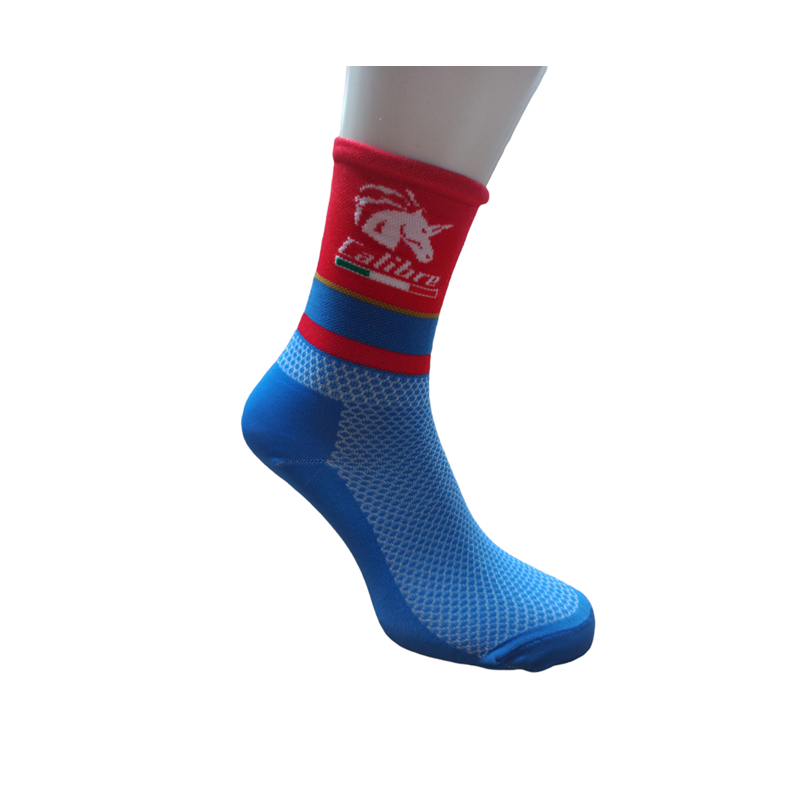 Kit 3 Pairs Calibre Team Bahrain Socks Red/Light Blue 13cm KIT 3