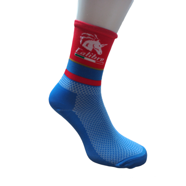 Kit 3 Pairs Calibre Team Bahrain Socks Red/Light Blue 13cm KIT 3