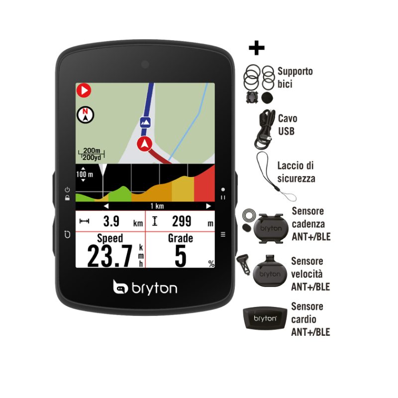 Bryton Ciclocomputer GPS Rider S510T + Kit Dual Sensor + HRM