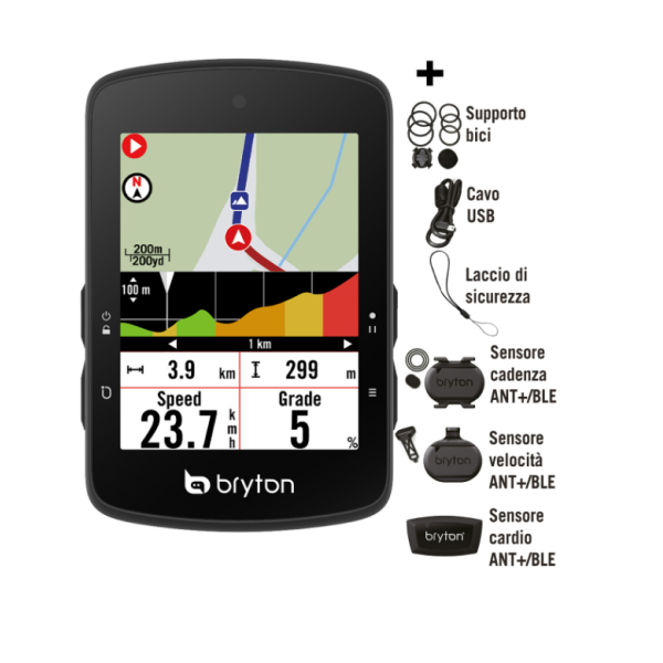 Bryton Ciclocomputer GPS Rider S510T + Kit Dual Sensor + HRM