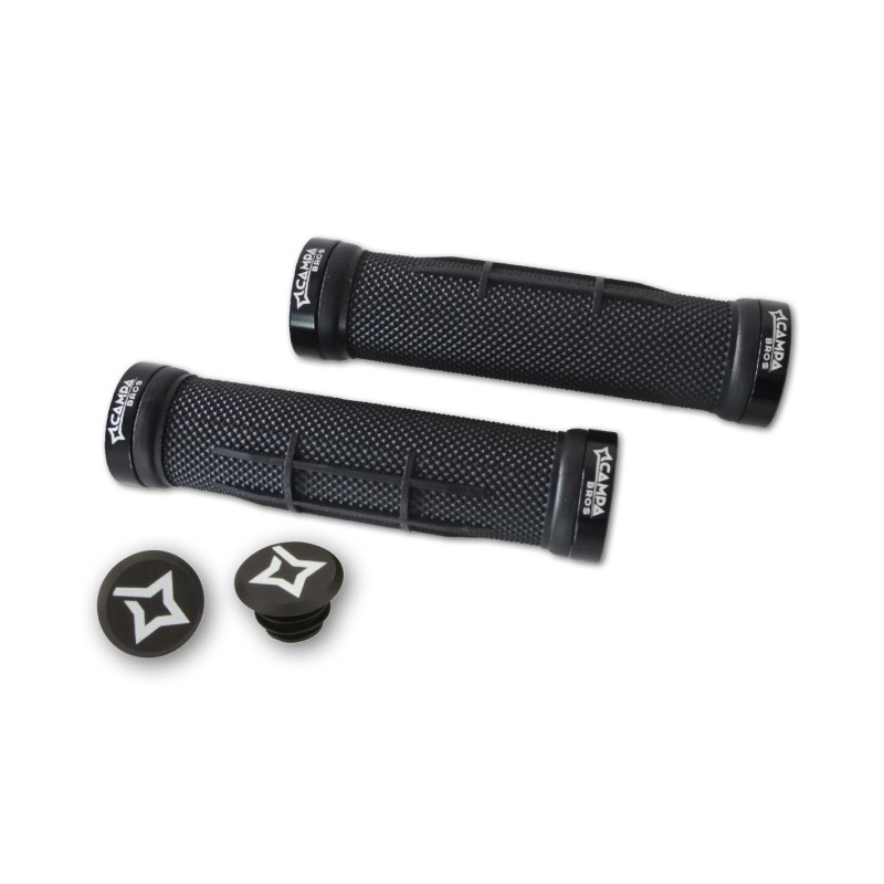 Campa Bros Paia manopole DH KOMBAT nero e anelli di blocco alluminio nero
