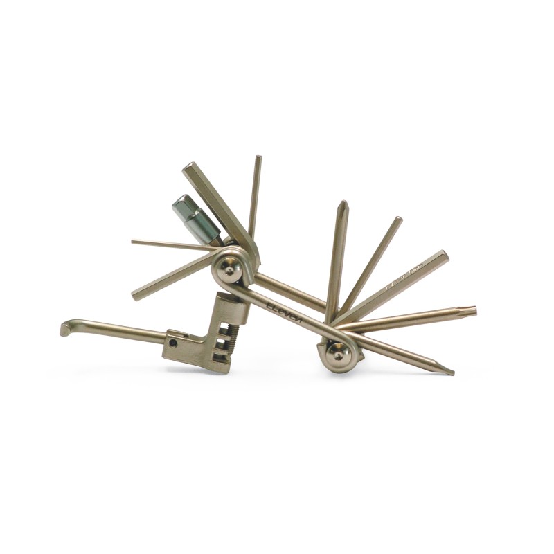 Eleven 11-function multi-purpose wrench with chain tool