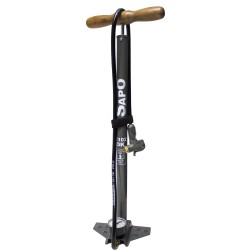 Sapo X102 OK floor pump with 50mm pressure gauge and black lever fitting w/wood-coloured handle 12 bar / 180 psi