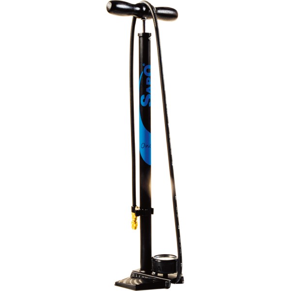 Sapo ONE floor pump with 63mm pressure gauge, prot. rubber and black Jet fitting w/wood-coloured grip 16 bar / 232 psi