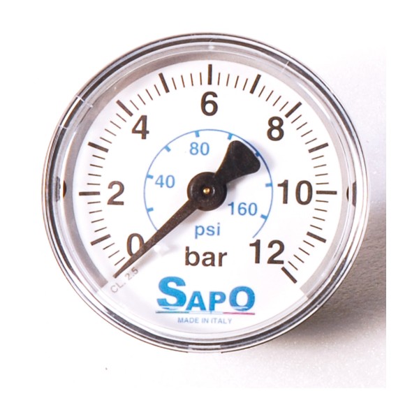 Sapo 50mm diameter pressure gauge with double bar/psi scale without rubber