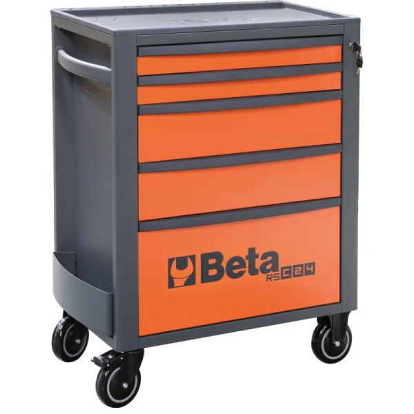 Beta Module 5 Drawers RSC24 740x445x969mm Orange Cabinet with 4 Wheels 125mm