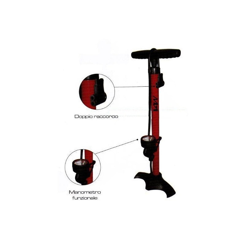 Mv-Tek Pompa Officina con Manometro Raccordo Doppio