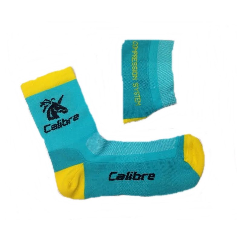 Kit 3 Paia Calibre Calze Team Astana Celeste/Giallo 9cm