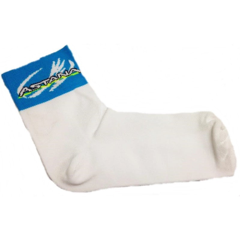 KIT 3 Paia Team Calze Ciclo Astana01 Bianco/Azzurro 9cm