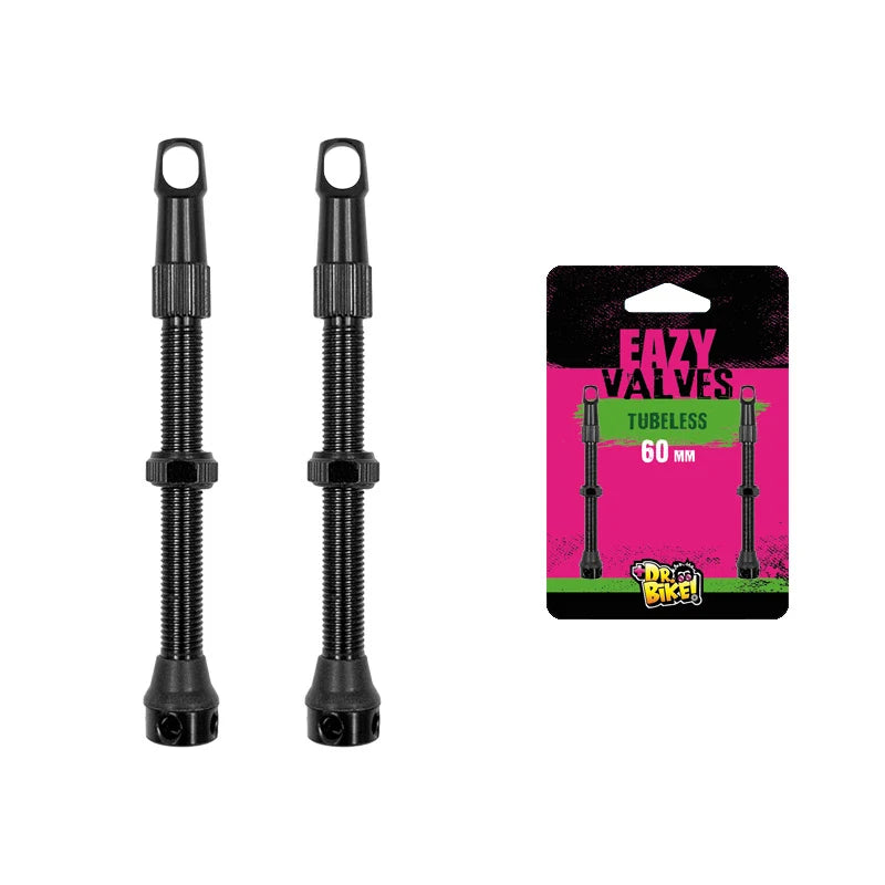 DR.BIKE Valvole Tubeless 60mm Filettata in Alluminio Nero