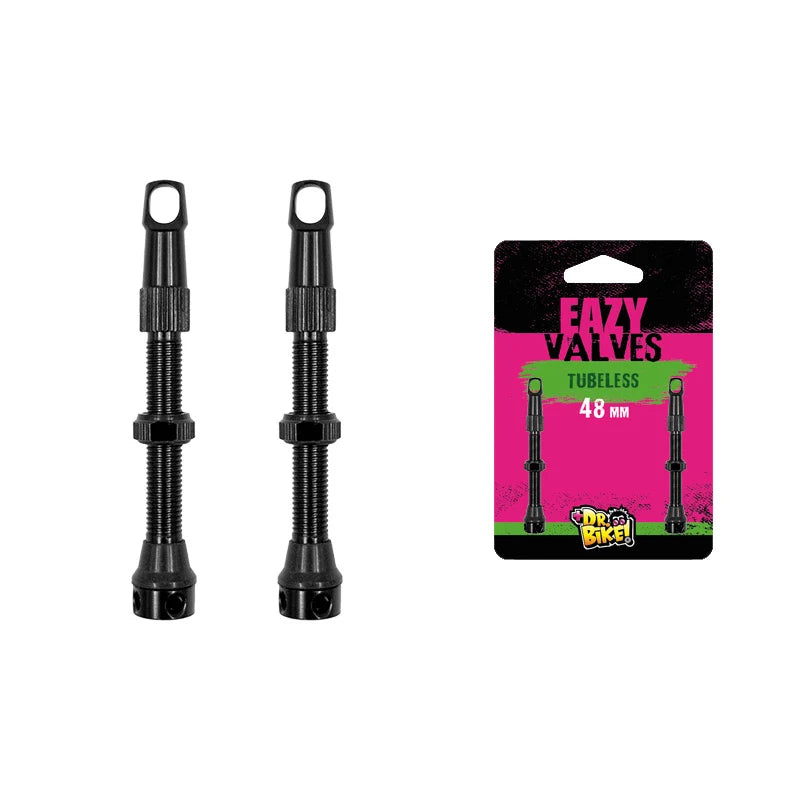 DR.BIKE Valvole Tubeless 48mm Filettata in Alluminio Nero