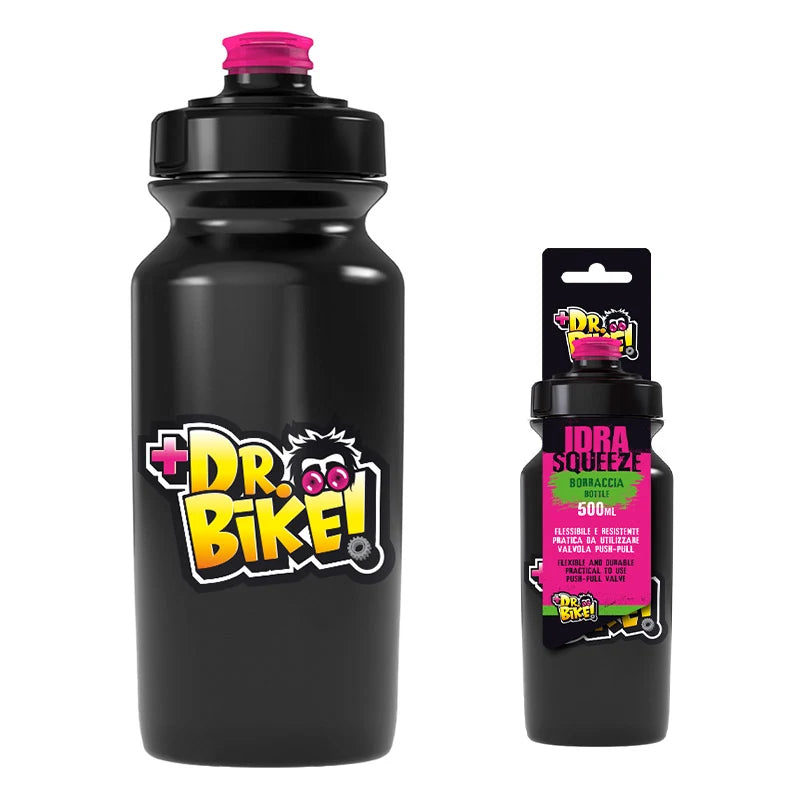 Dr.Bike Borraccia 500ml Nera con Tappo ULTRA Fucsia