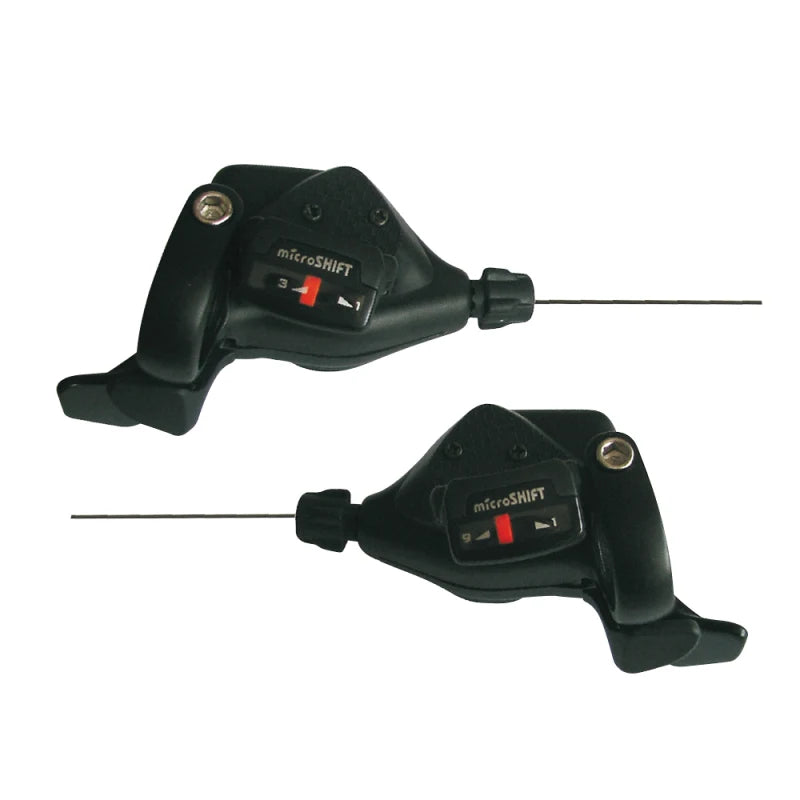 Microshift Comandi Cambio MTB 3x9V Indicizzato in Alluminio Nero (Coppia)