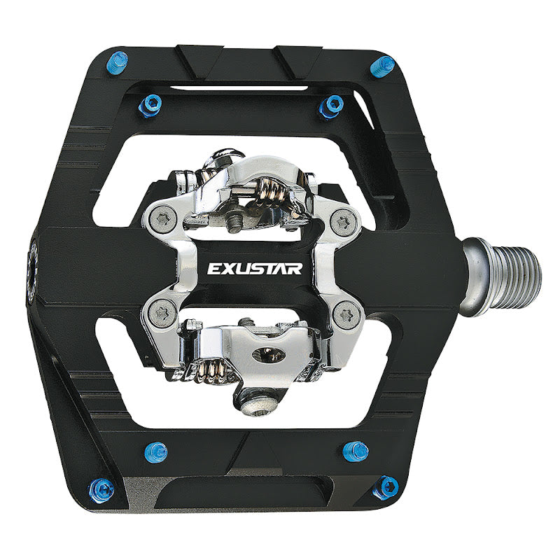 Exustar Pedali E-PM824 ENDURO in Alluminio Nero - Perno in CR-Mo 113x101mm