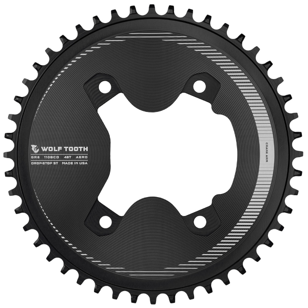 Wolf Tooth Corona Aero BCD 110MM 4 fori 1X GRX SH12V - 52 denti Nero Drop-Stop ST