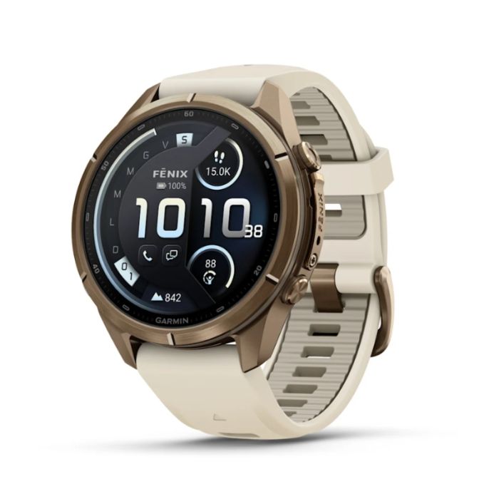 Garmin Fenix 9 Pro Amoled 43mm InReach Oro cinturino Crema