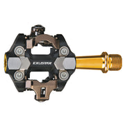 Exustar Pedali E-PM222 MTB in Alluminio Nero/Oro - Perno in Titanio 82x61mm