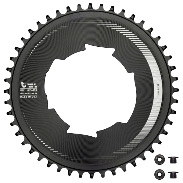 Wolf Tooth Corona Aero Sram BCD 107 1X 12V - 50 denti Nero Drop-Stop B