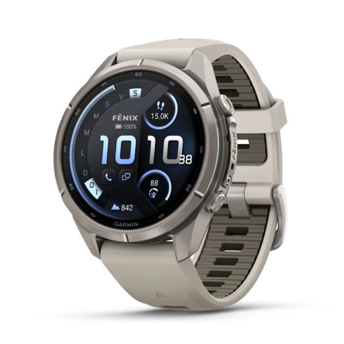 Garmin Fenix 9 Pro Amoled 43mm InReach Titanium cinturino Grigio/Sabbia