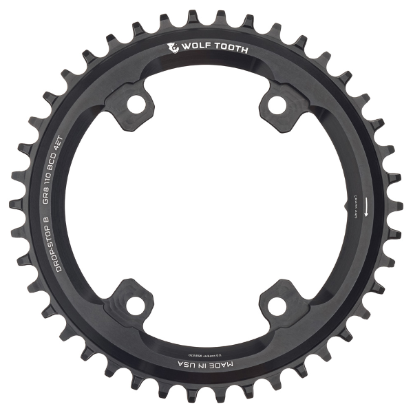 Wolf Tooth Corona Shimano BCD 110 4 fori 1X GRX SH12V 46 denti Nero Drop-Stop B
