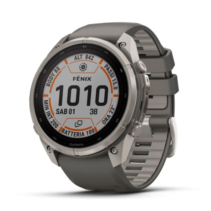Garmin Fenix 9 Pro Solar 51mm InReach Titanium cinturino Grigio