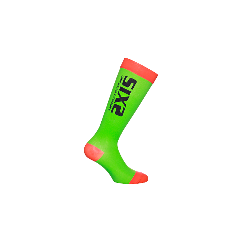 Sixs Calze A Compressione Recovery Verde/Rosso Fluo