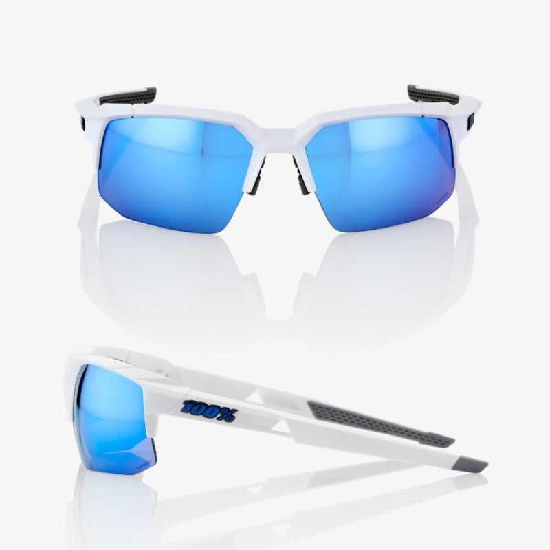 100% Occhiali Speedcoupe Matte White HiPER Blue Mirror Lens