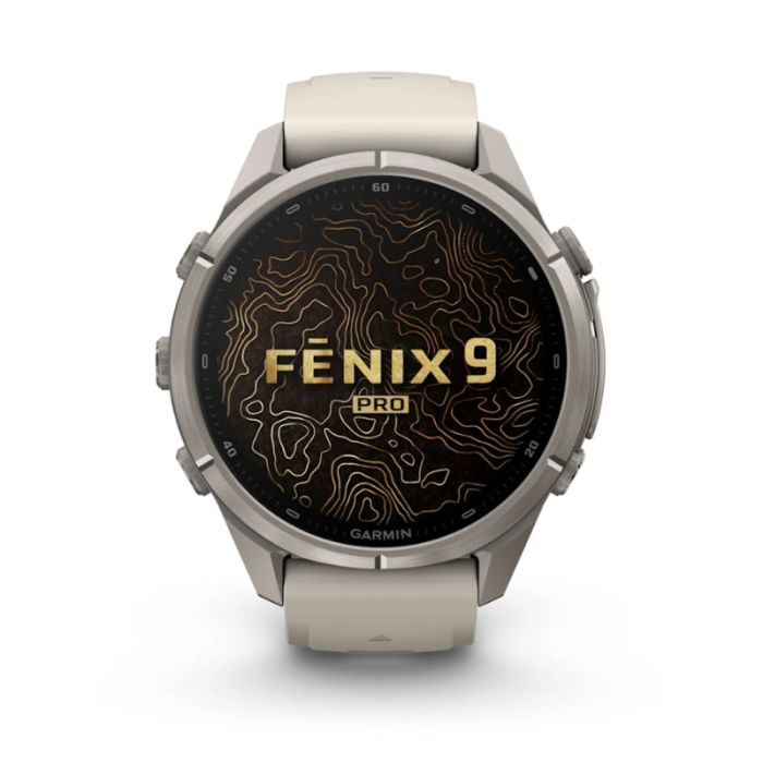 Garmin Fenix 9 Pro Amoled 43mm InReach Titanium cinturino Grigio/Sabbia