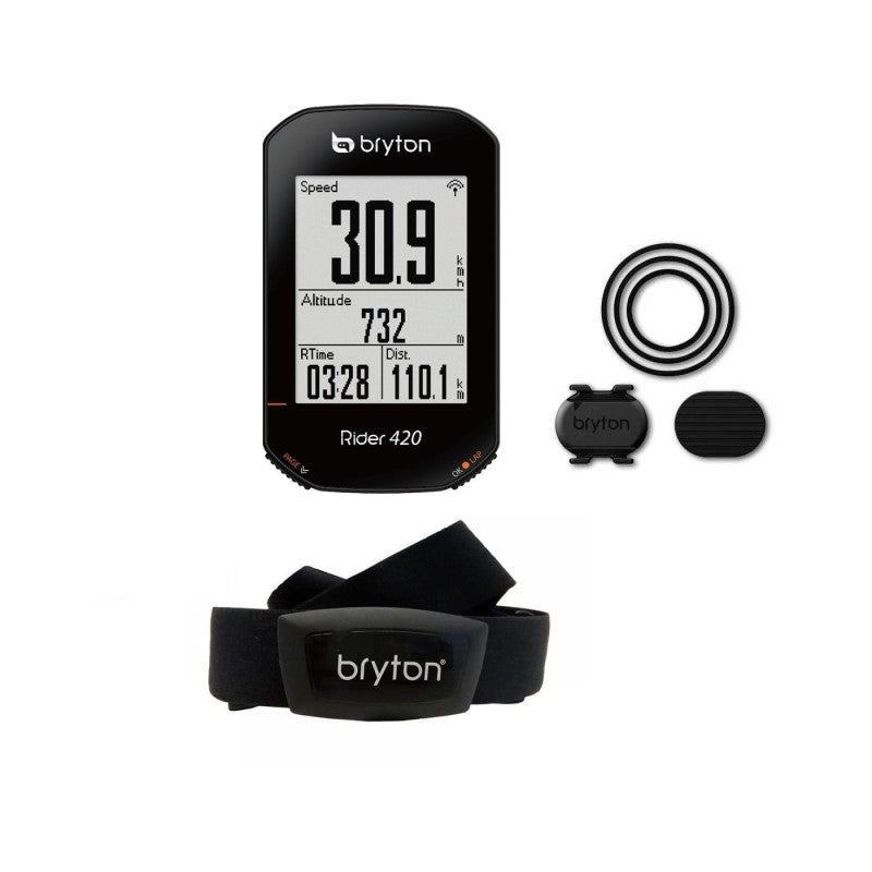 Bryton Ciclocomputer Rider GPS 420T + Fascia Cardio + Cadenza