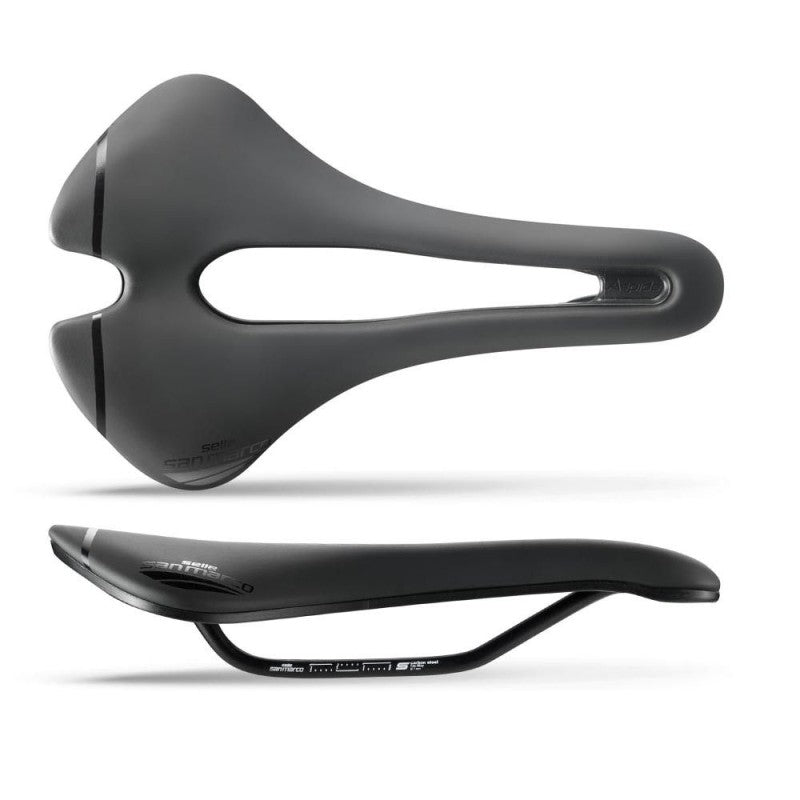 Selle de course courte Selle San Marco Aspide - noire 155 mm de large Selle de course courte Selle San Marco Aspide - noire 155 mm de large