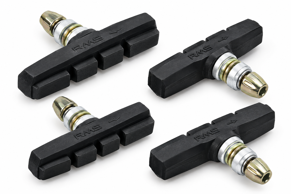 RMS Set 4 Pattini Freno V-Brake per Cerchi in Alluminio Nero