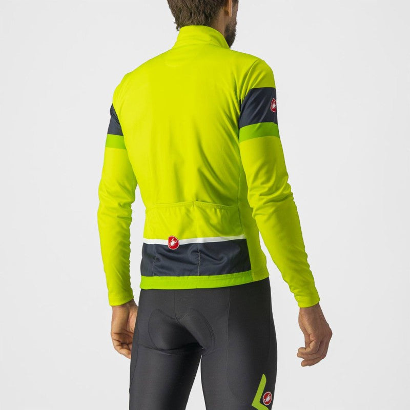 Castelli Maglia Invernale Passista Electric Lime/Savile Blue-Gree