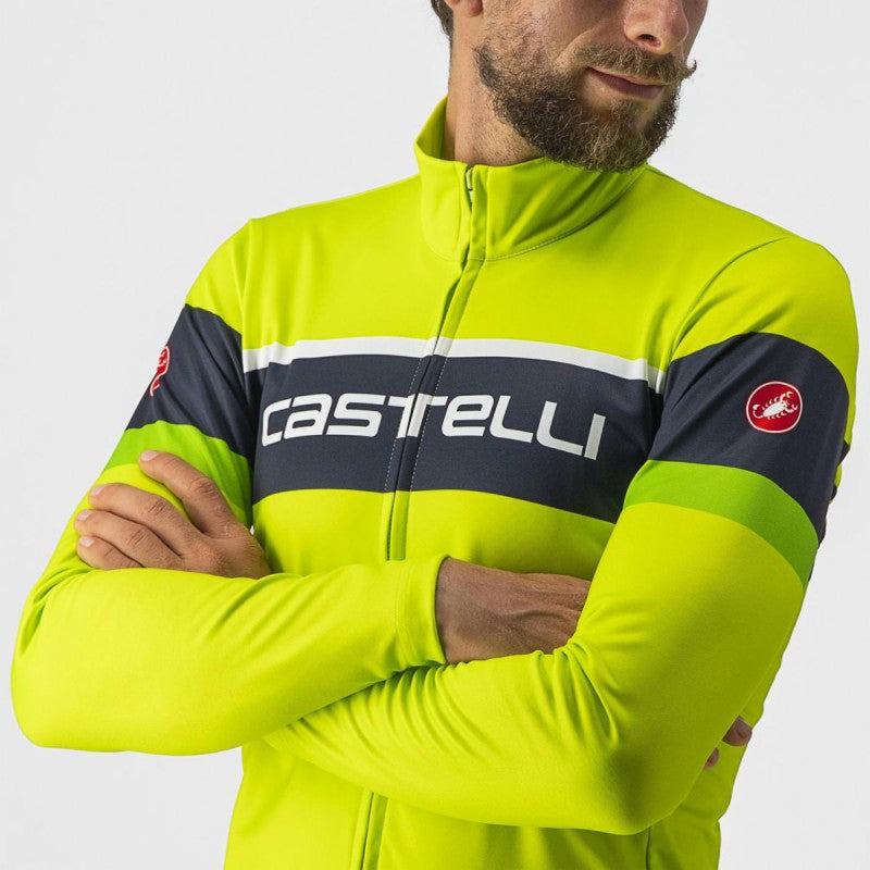 Castelli Maglia Invernale Passista Electric Lime/Savile Blue-Gree