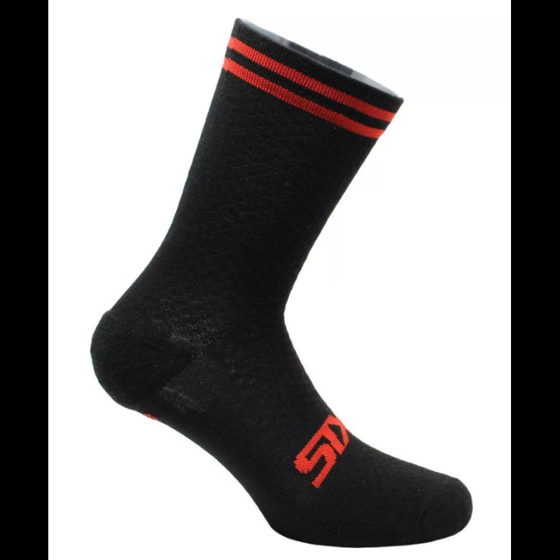 Sixs Calze In Lana Merinos Nero/Rosso