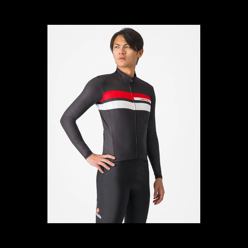 Castelli Maglia Invernale Lineare Nero/Rosso/Bianco