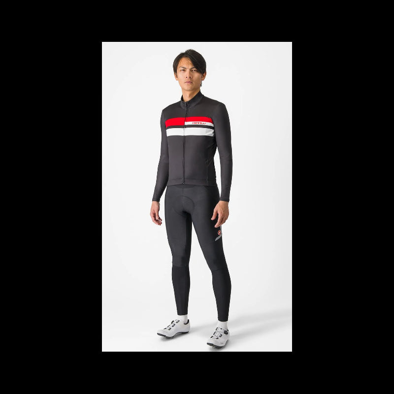 Castelli Maglia Invernale Lineare Nero/Rosso/Bianco