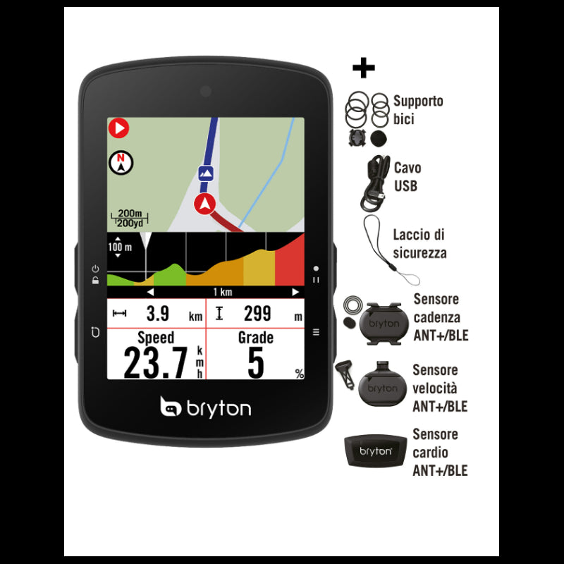 Bryton Ciclocomputer GPS Rider S510T + Kit Dual Sensor + HRM