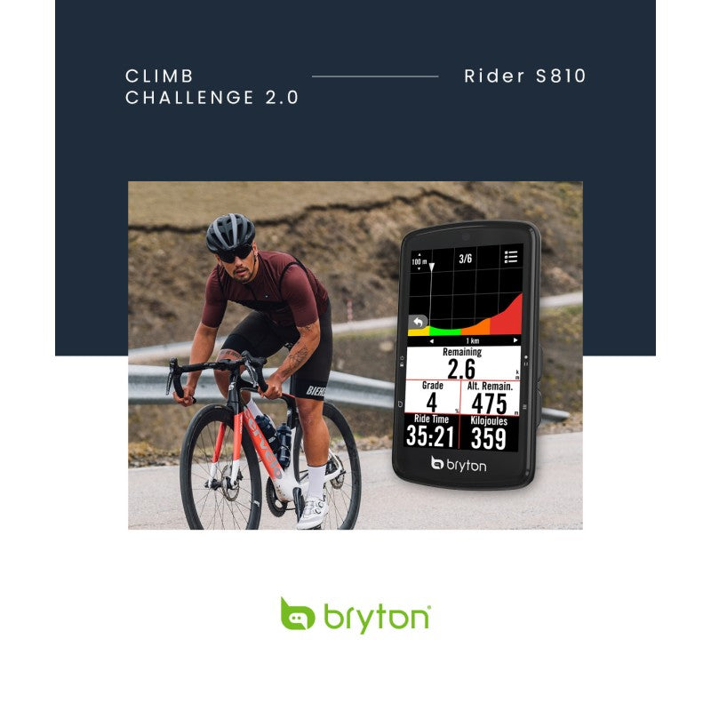 Bryton Ciclocomputer GPS Rider BRS810T + Dual Sensor Cadenza/Velocità + Fascia Cardio