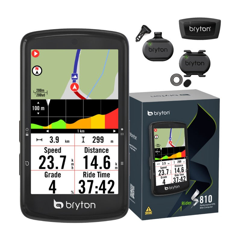 Bryton Ciclocomputer GPS Rider BRS810T + Dual Sensor Cadenza/Velocità + Fascia Cardio