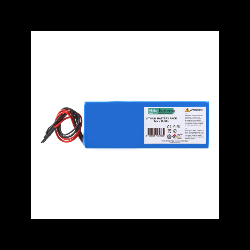 EbikeBattery Pacco Batterie al Litio per E-Bike 24V 10,5AH