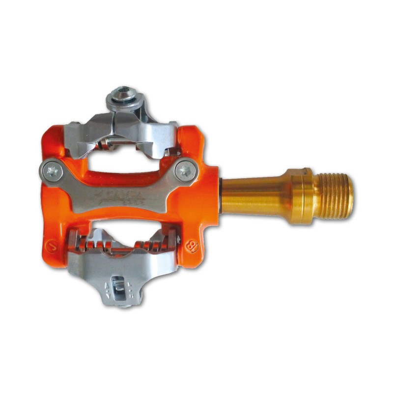 Campa Bros Paia pedali MTB a sgancio perno titanio arancio