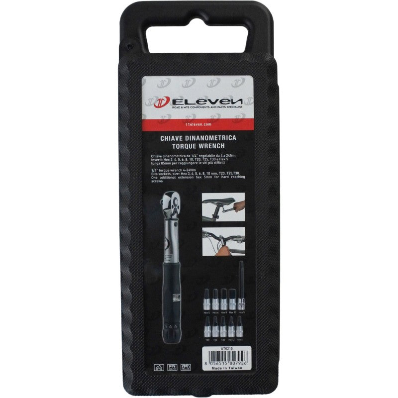 Eleven Chiave dinamometrica 1/4" 4-24Nm con brugole 3 4 5 5x85 6 8 10 T20 T25 T30
